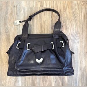 B Makowsky Soft Leather Top Handle Satchel Brown